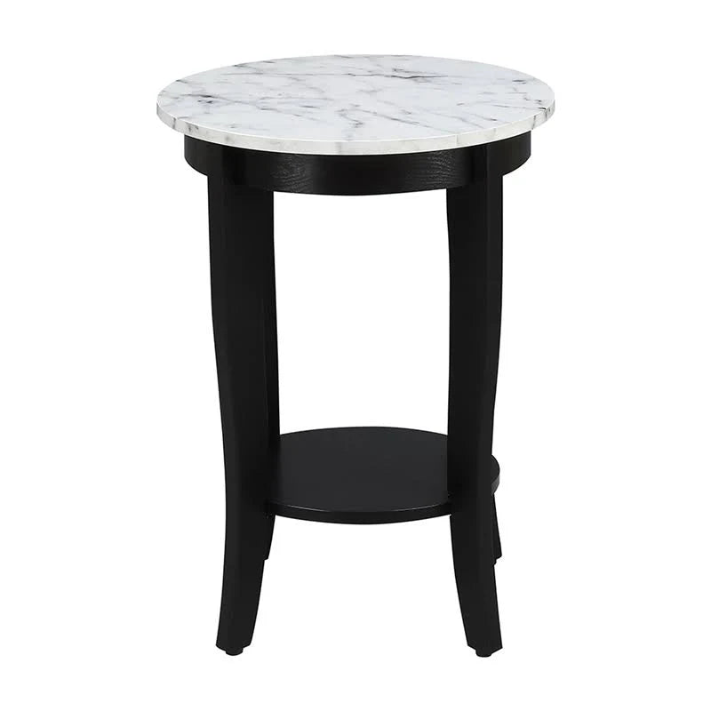White Faux Marble Round End Table Y2108