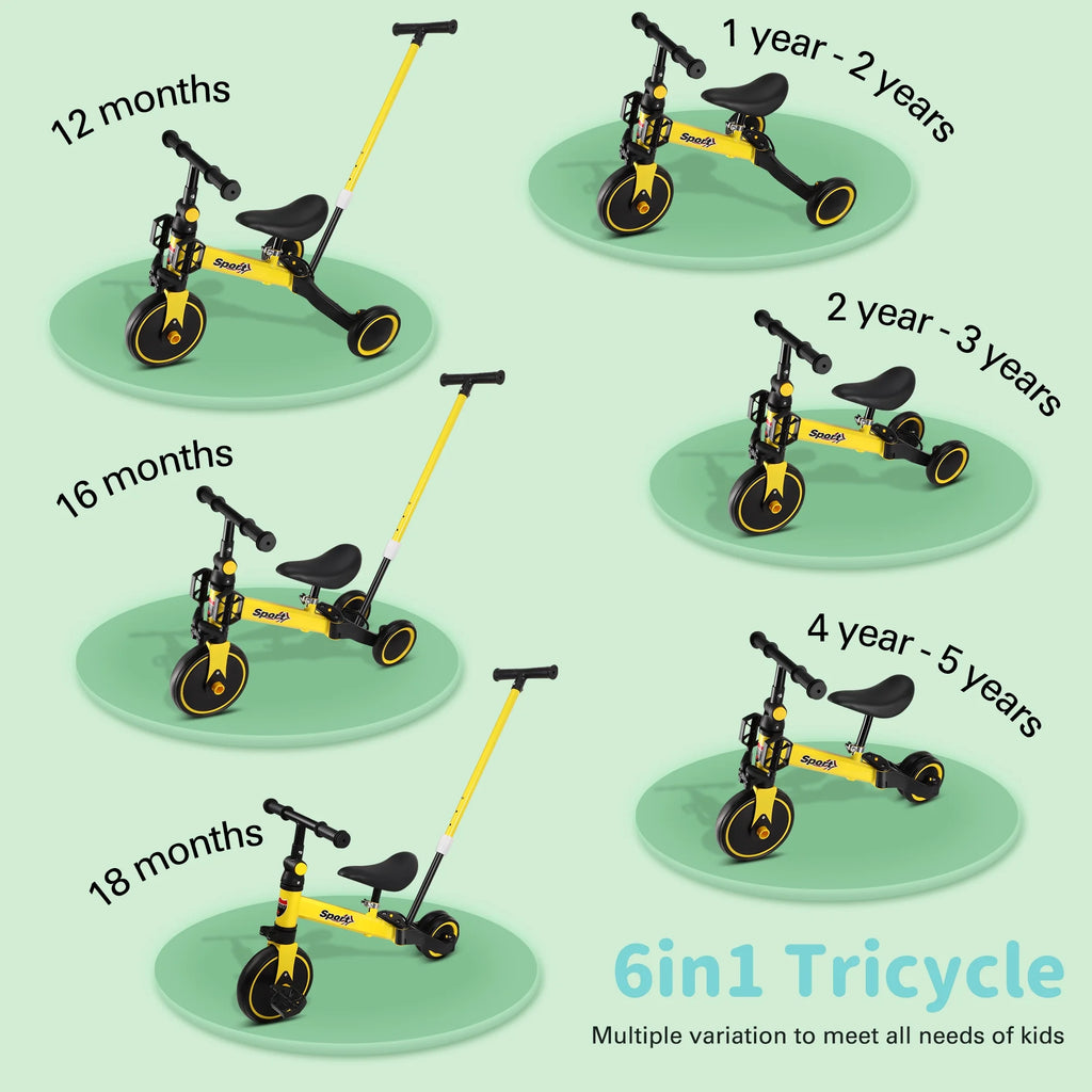 6 in 1 Kids Tricycle with Adjustable Seat and Removable Pedal Z8176