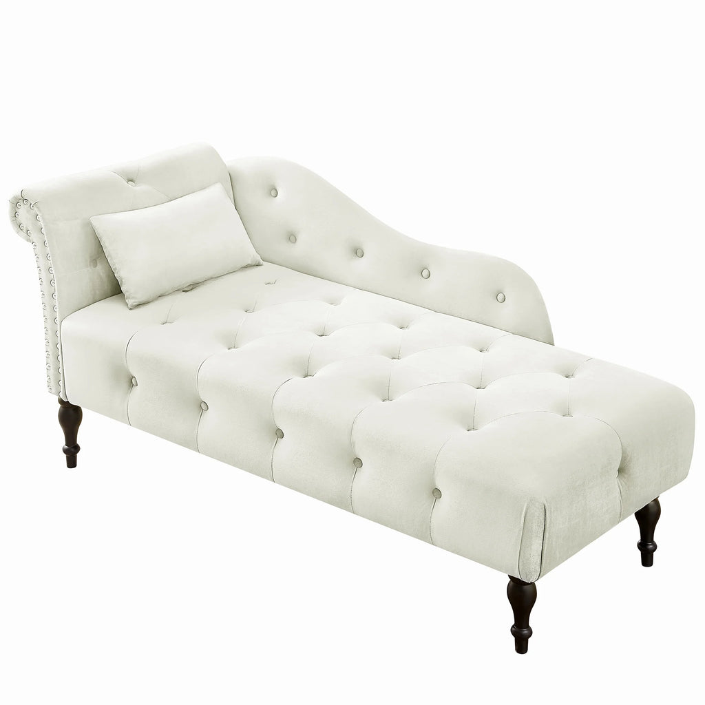 Velvet Tufted Chaise Lounge with Pillow B551