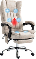 Cream White Microfiber High Back Office Chair with Massage and Footrest Q272