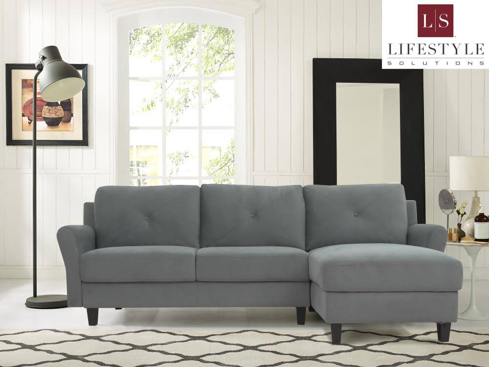 Dark Gray Fabric Sectional Sofa with Curved Arms U147370