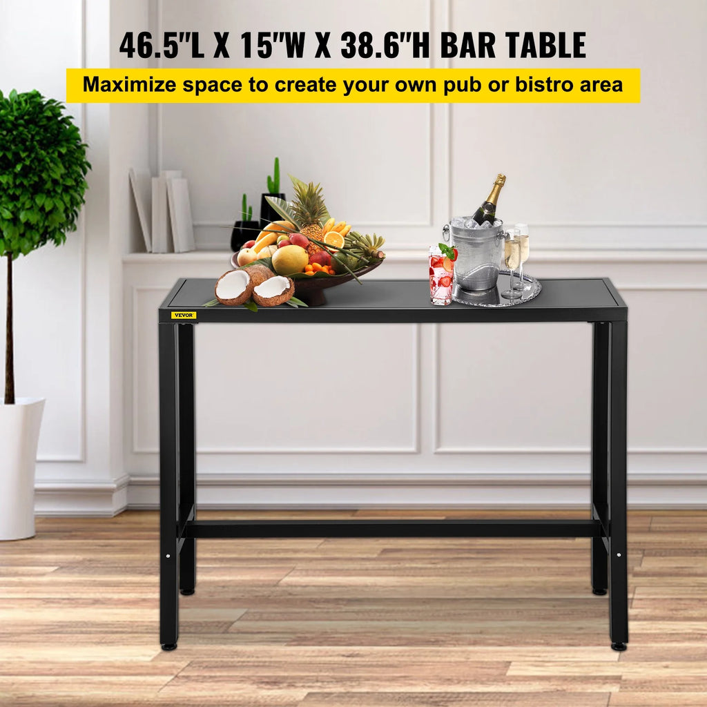 Narrow Rectangular Bar Height Outdoor Table with Adjustable Feet P940615