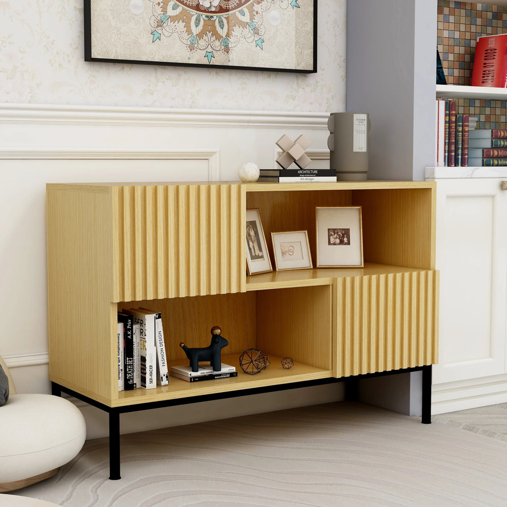 Modern Sideboard Buffet with Wavy Grain Doors I197431