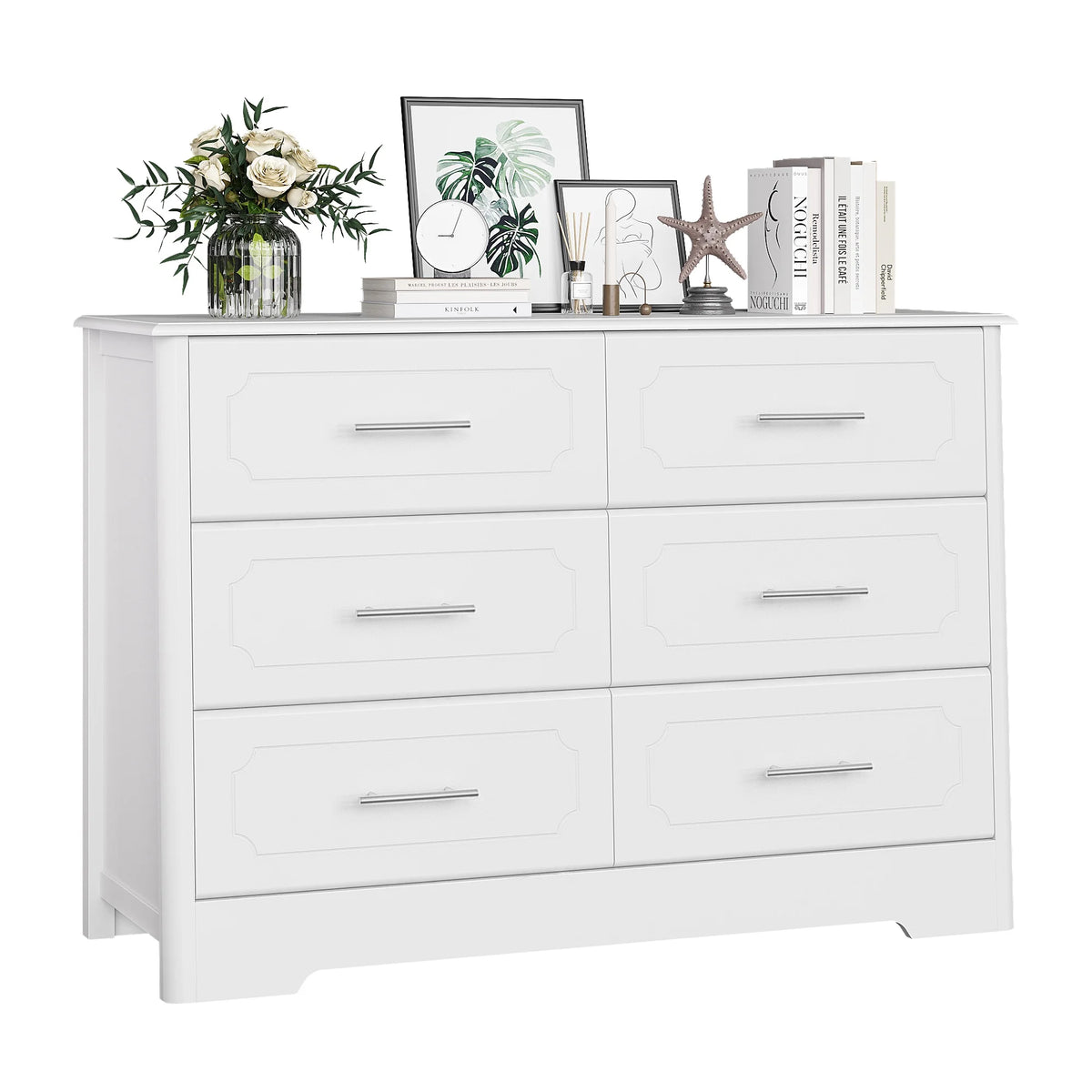 White 6 Drawer Double Dresser I283638