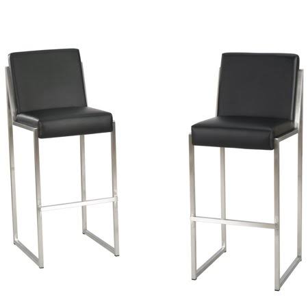 Black Faux Leather Barstool (Set of 2) P49276