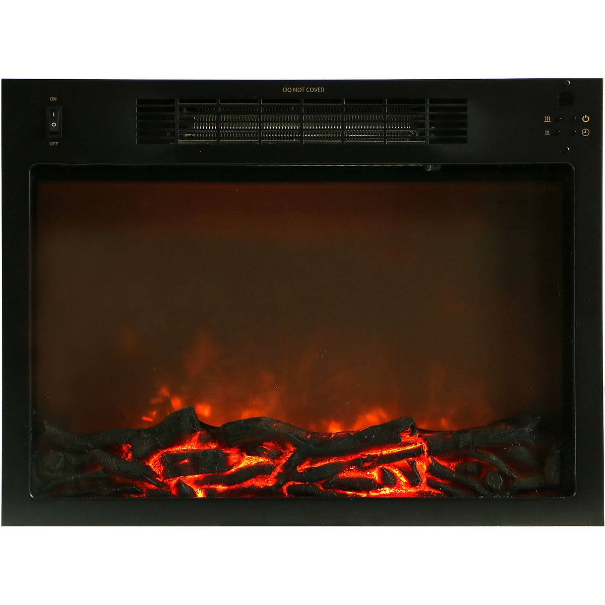 Walnut Electric Fireplace Mantel with Log Insert W8269