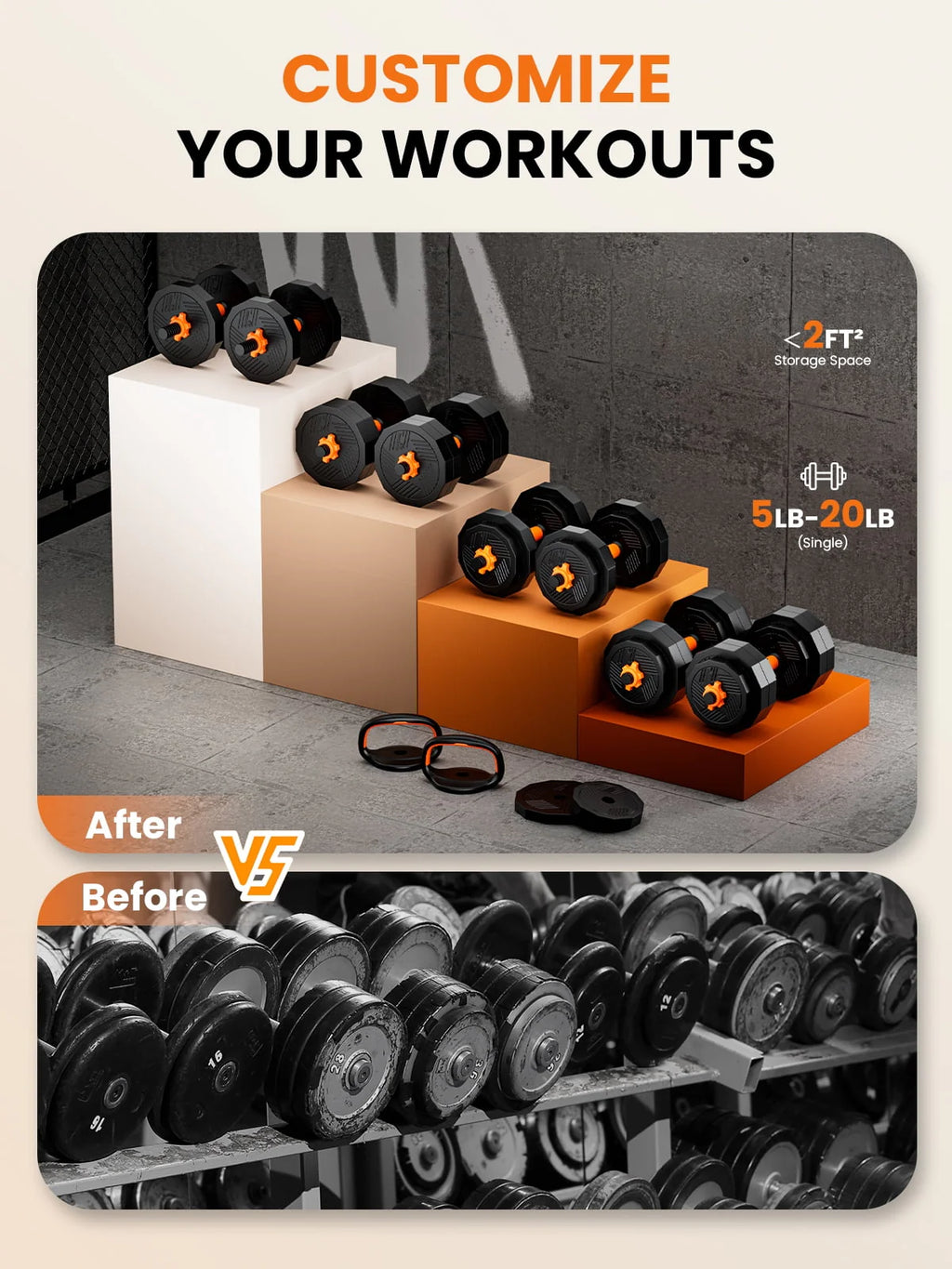 62 lbs Adjustable Dumbbell Set R999191