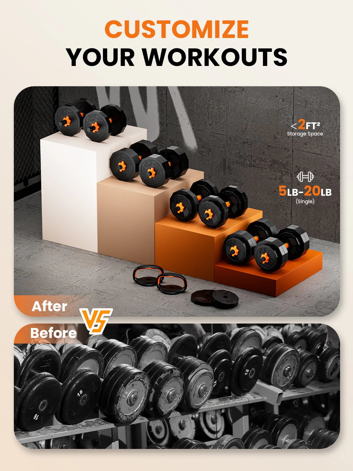 62 lbs Adjustable Dumbbell Set R999191