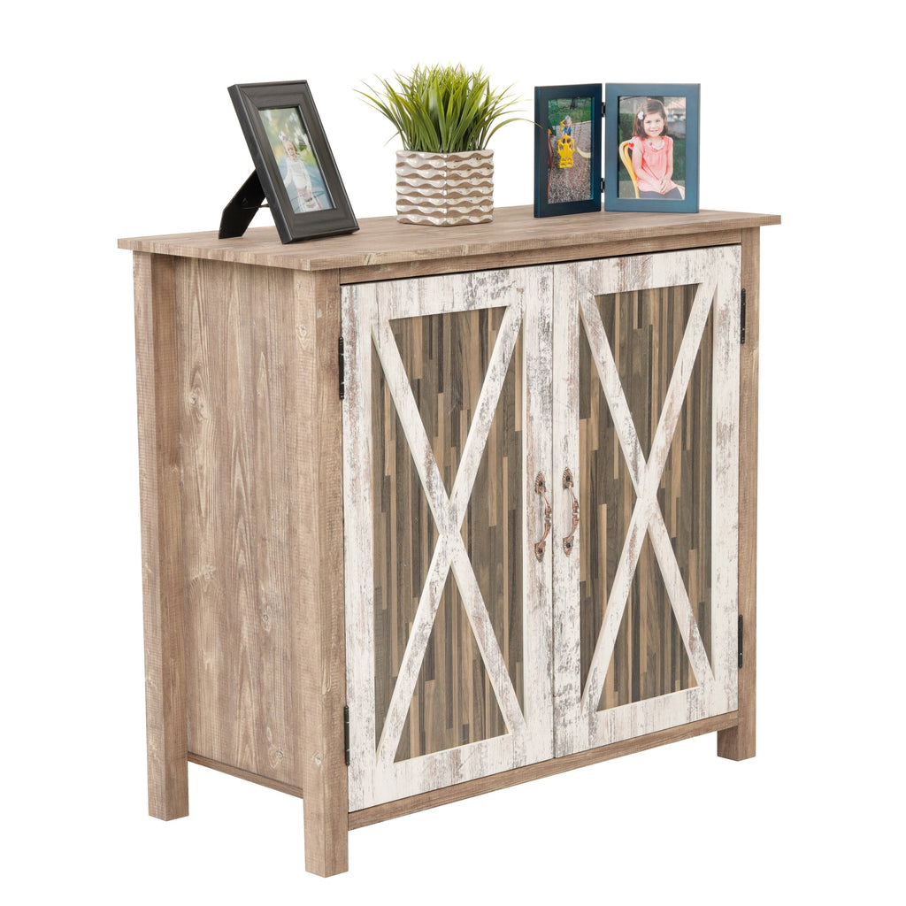 Two Door Cabinet with Rustic Barn Style Doors U377