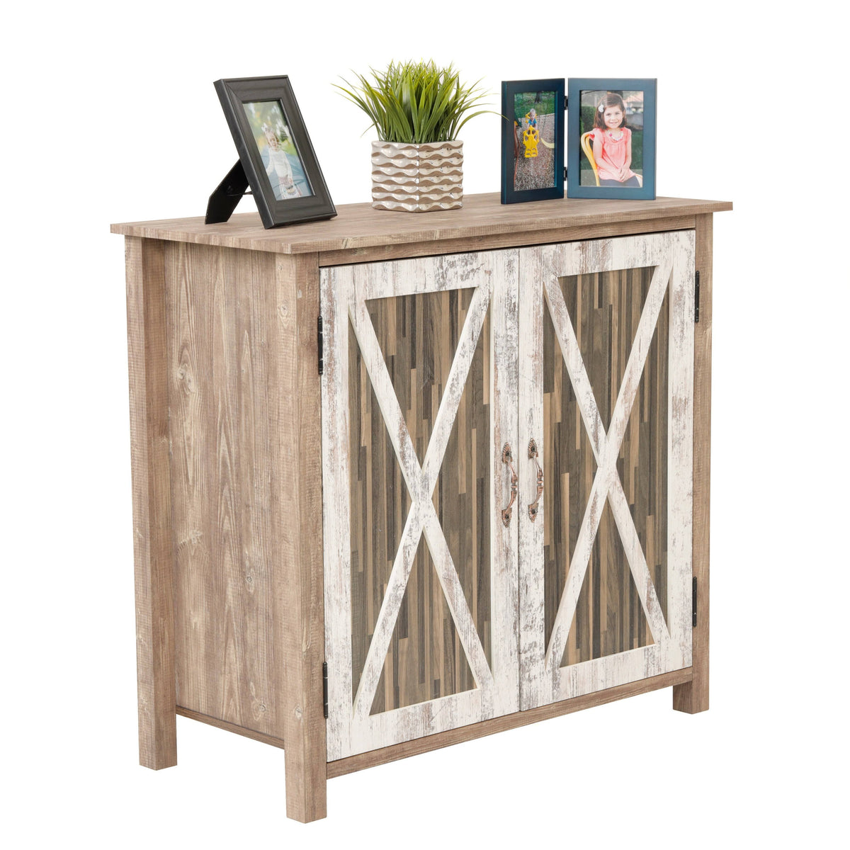 Two Door Cabinet with Rustic Barn Style Doors U377