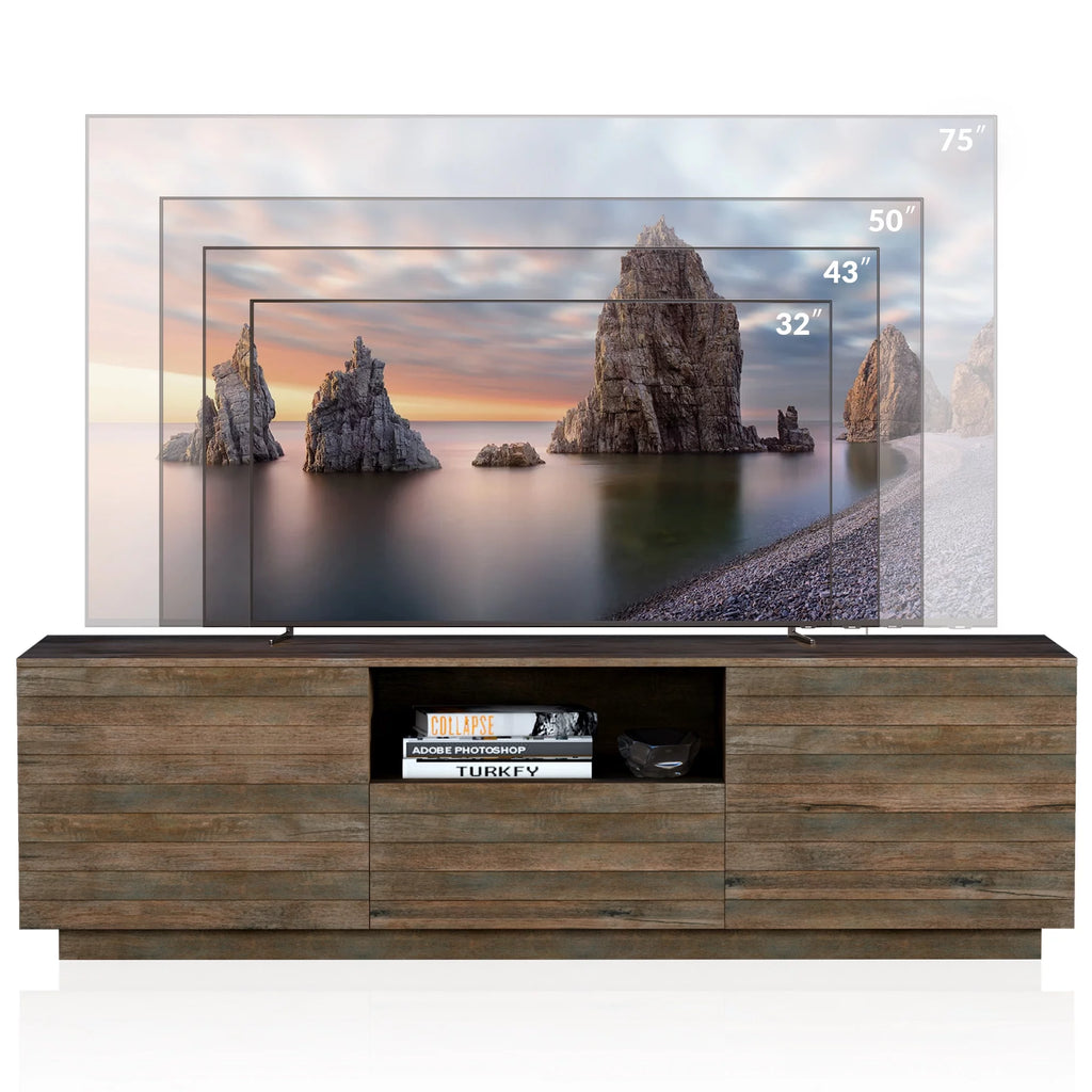Brown TV Stand with Open Shelf and Storage Drawer B166668