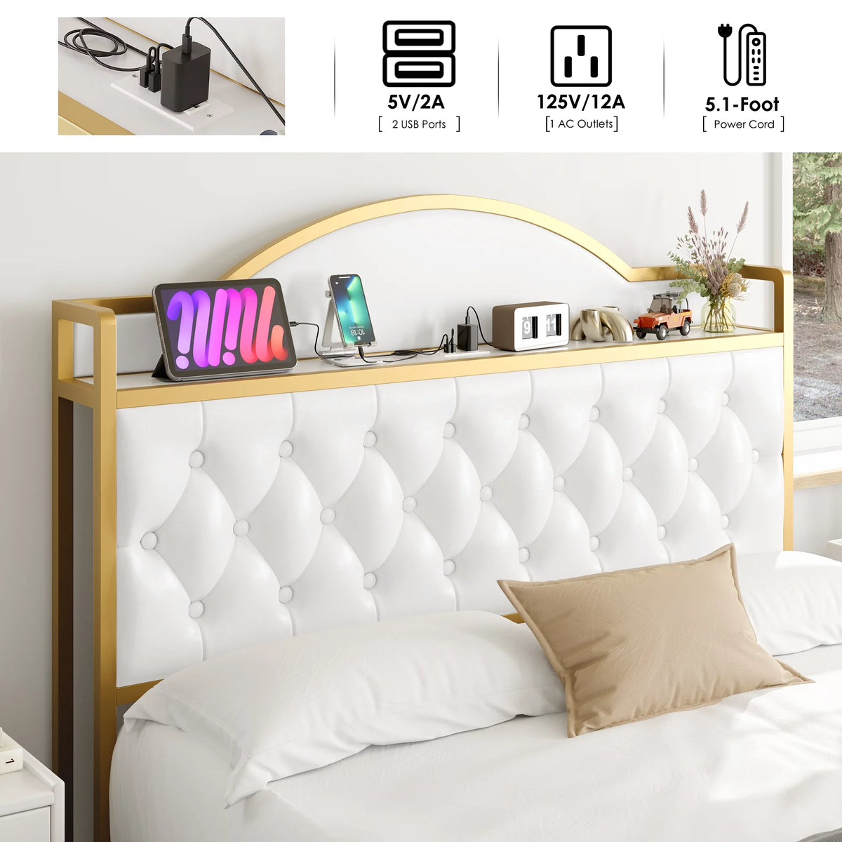 White Queen Size Storage Bed with 2 Drawers U8212
