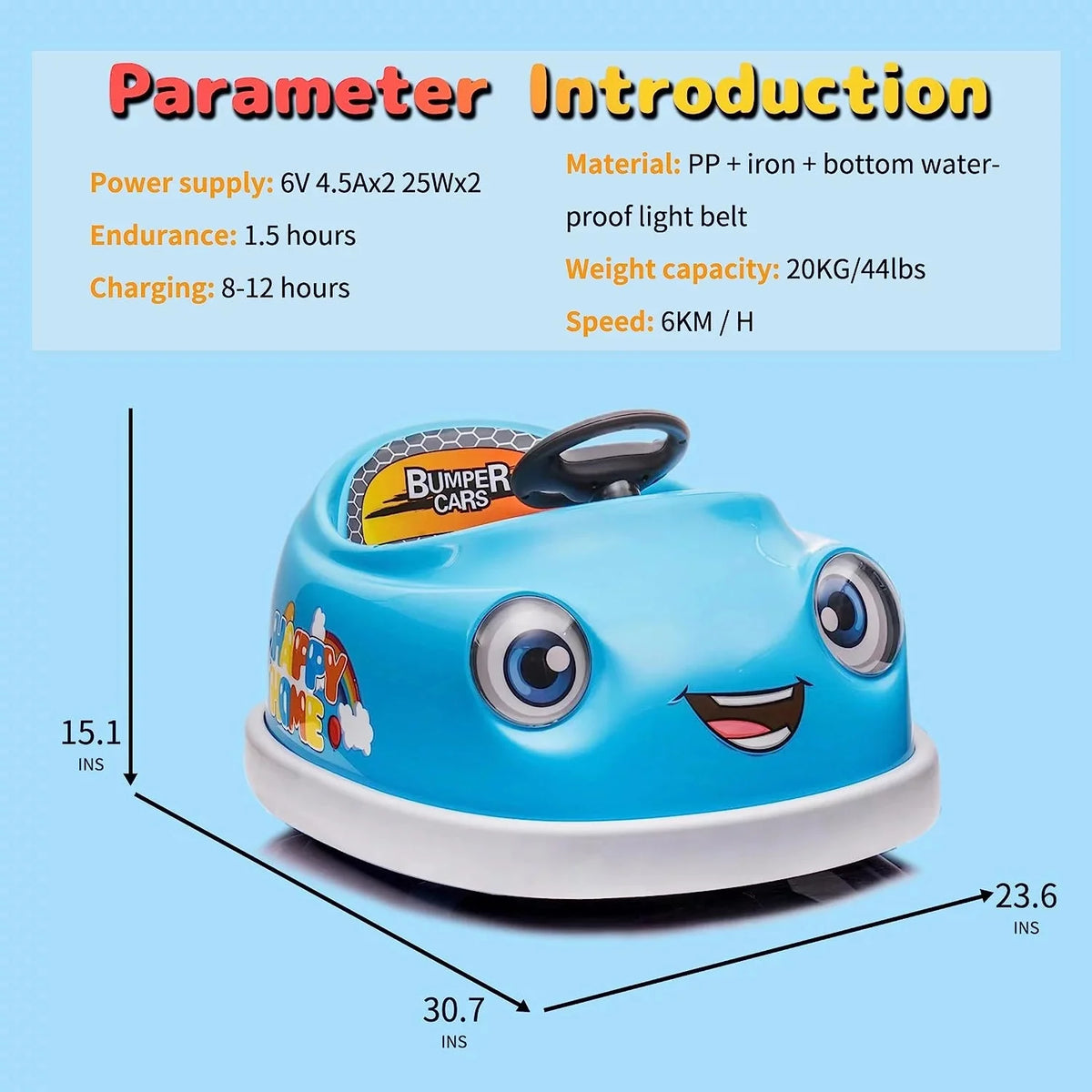 Blue 12V Electric Bumper Car for Kids F11402