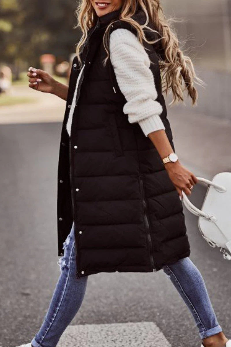 Solid Patchwork Hooded Collar Outerwear J72209