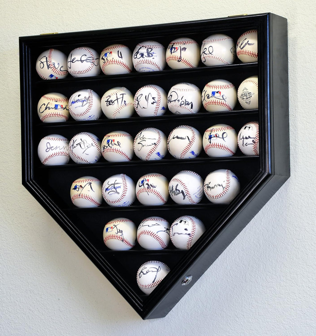 Black Baseball Ball Display Case Cabinet Holder Rack C3935