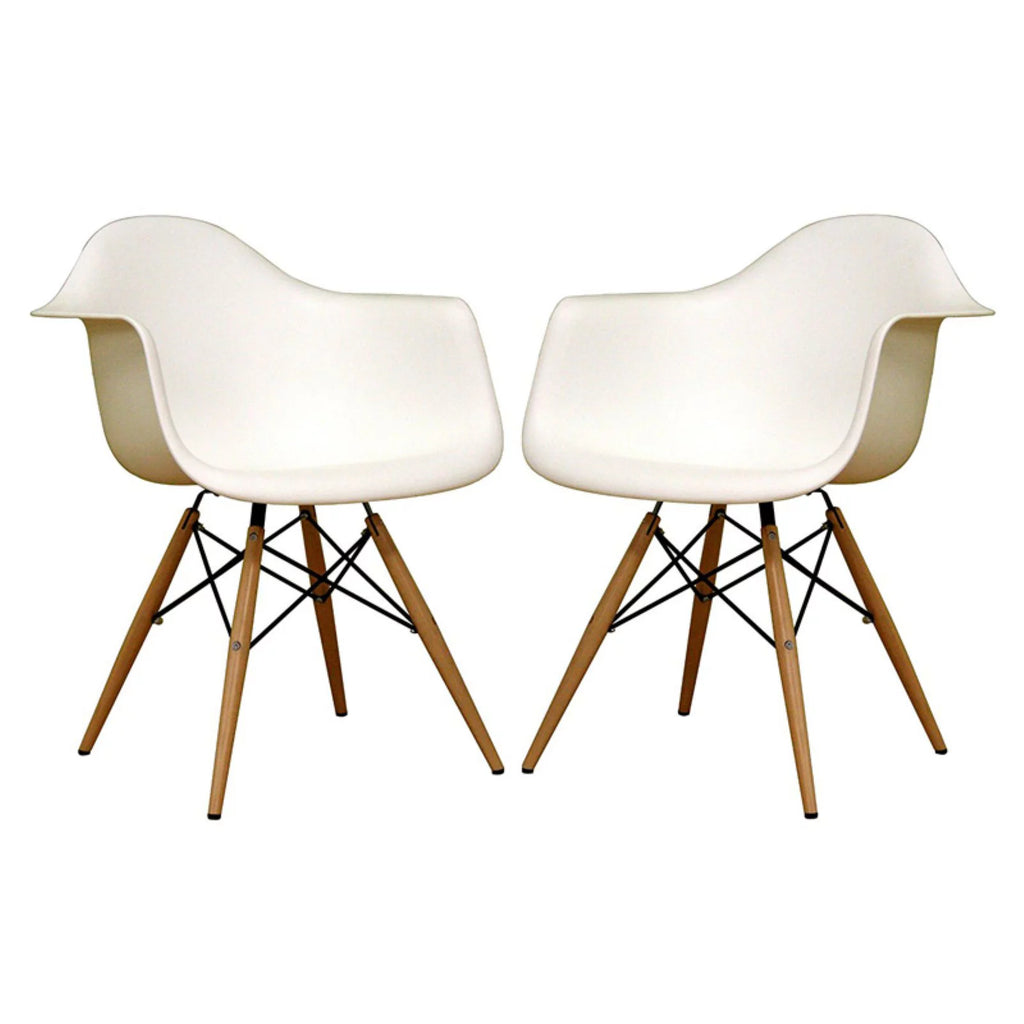 White Plastic and Beech Wood Armchair R6158