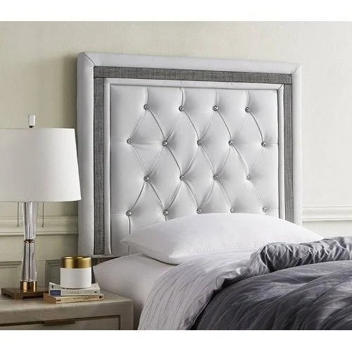Glacier Gray Headboard with Black Crystal Border E5893
