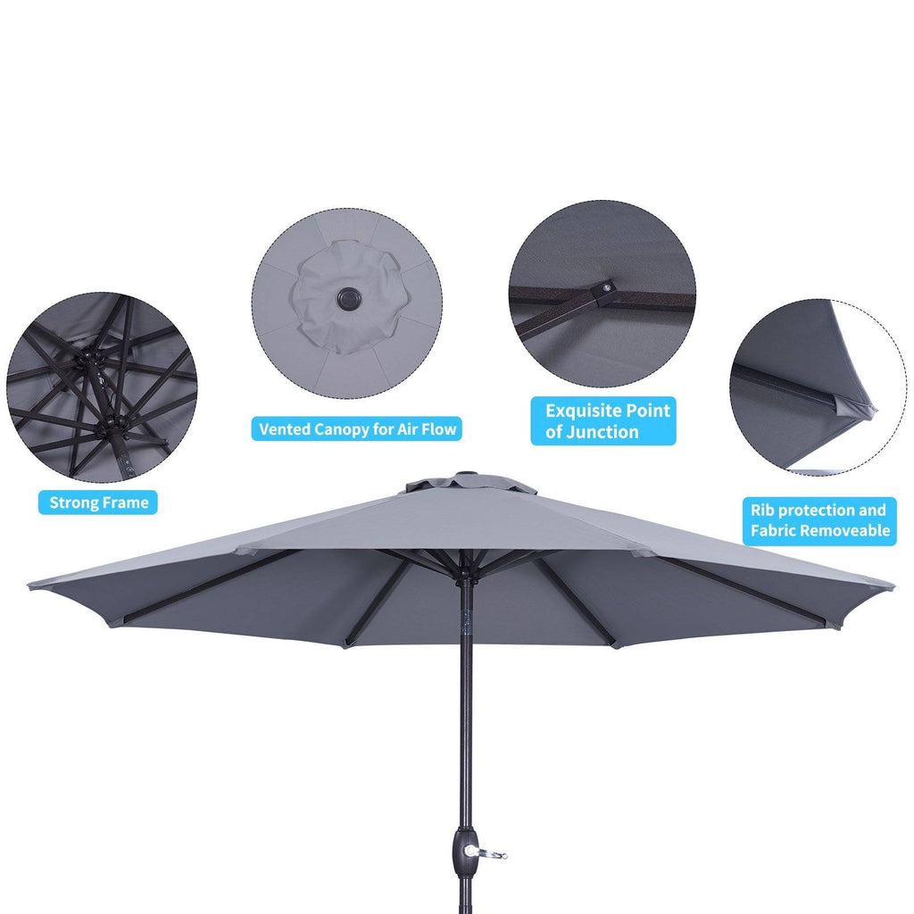 Red 9ft Waterproof Patio Umbrella with Tilt and Crank F413