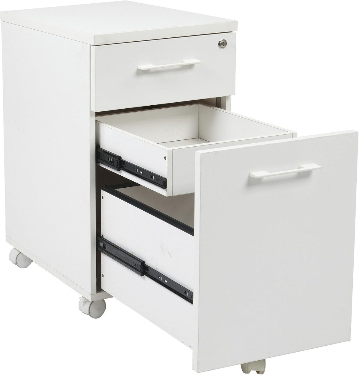 White Mobile File with Hidden Drawer and Castors X879556
