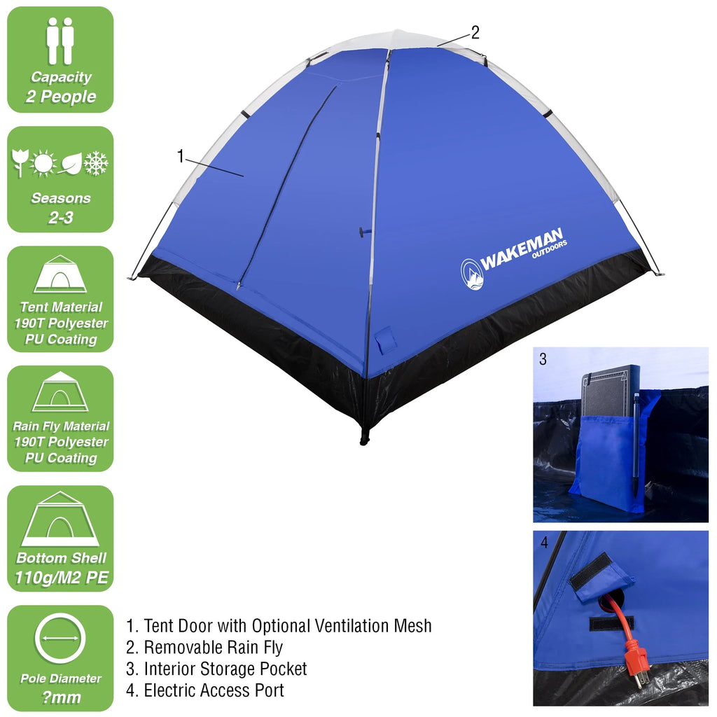 2-Person Water Resistant Dome Tent with Carry Bag I9126