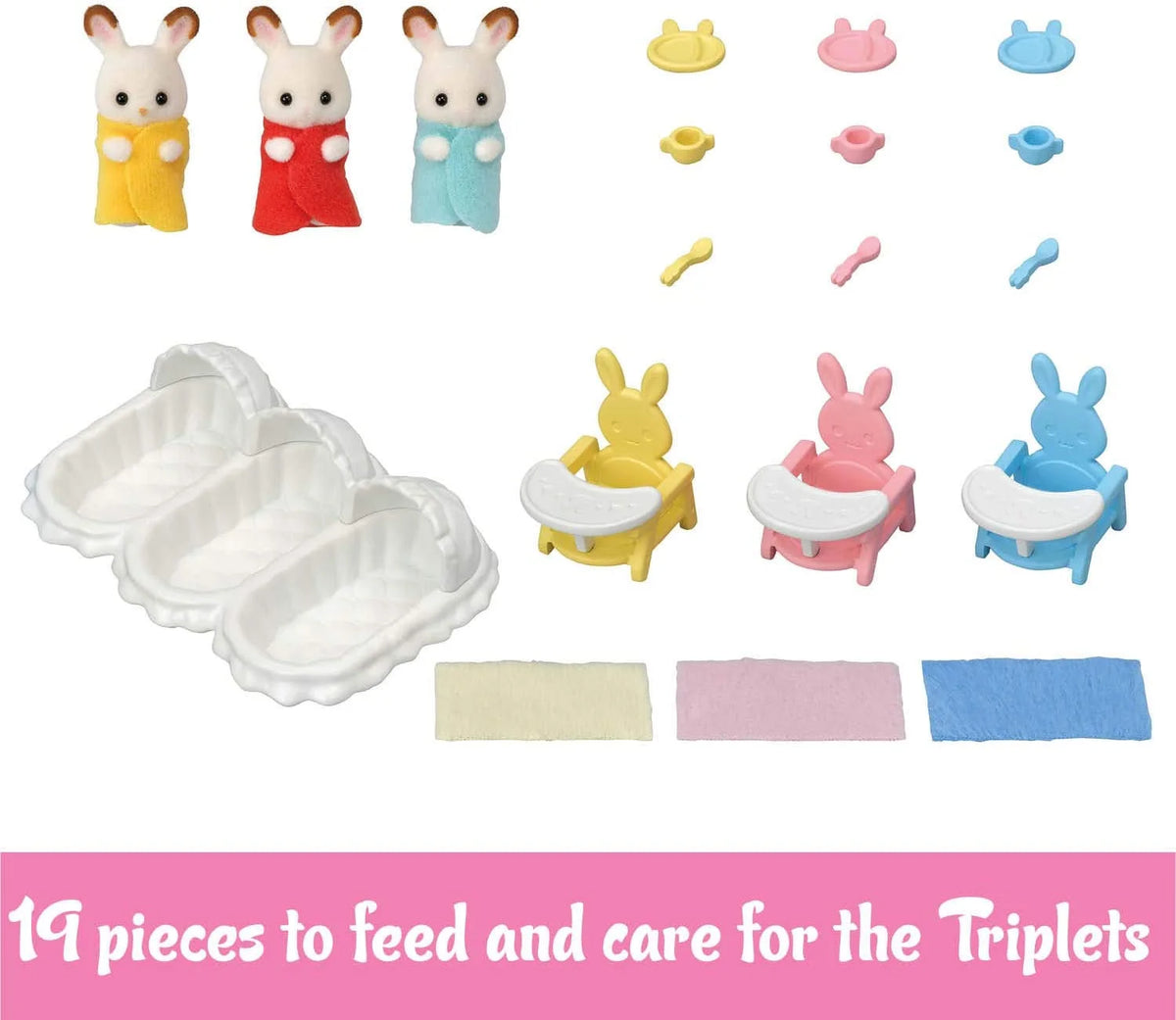 3 Hopscotch Rabbit Figures Dollhouse Playset C214
