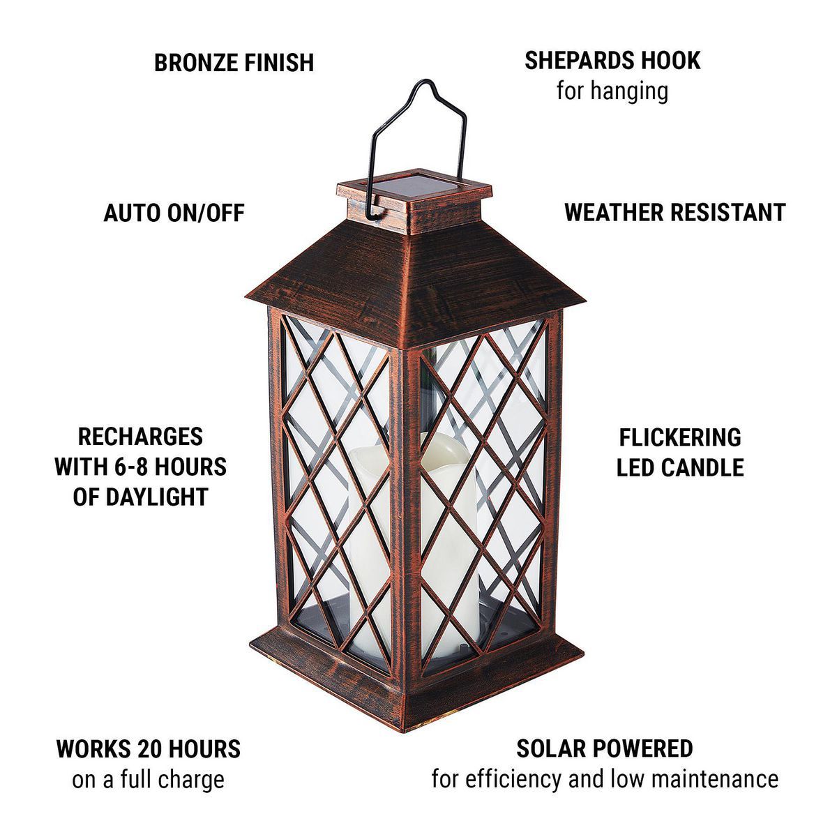 11 in. Solar LED Lantern X8602