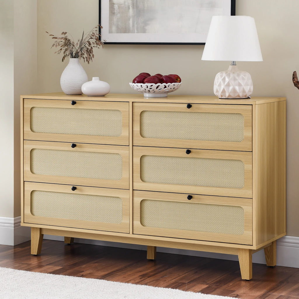 6 Drawer Rattan Dresser V8811