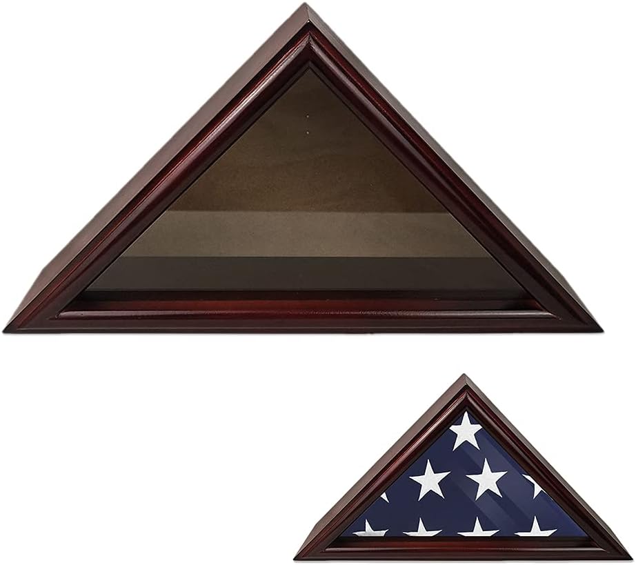 Mahogany Finish Wooden Flag Display Case P10776
