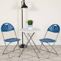 2 Pack Blue Plastic Fan Back Folding Chair I446