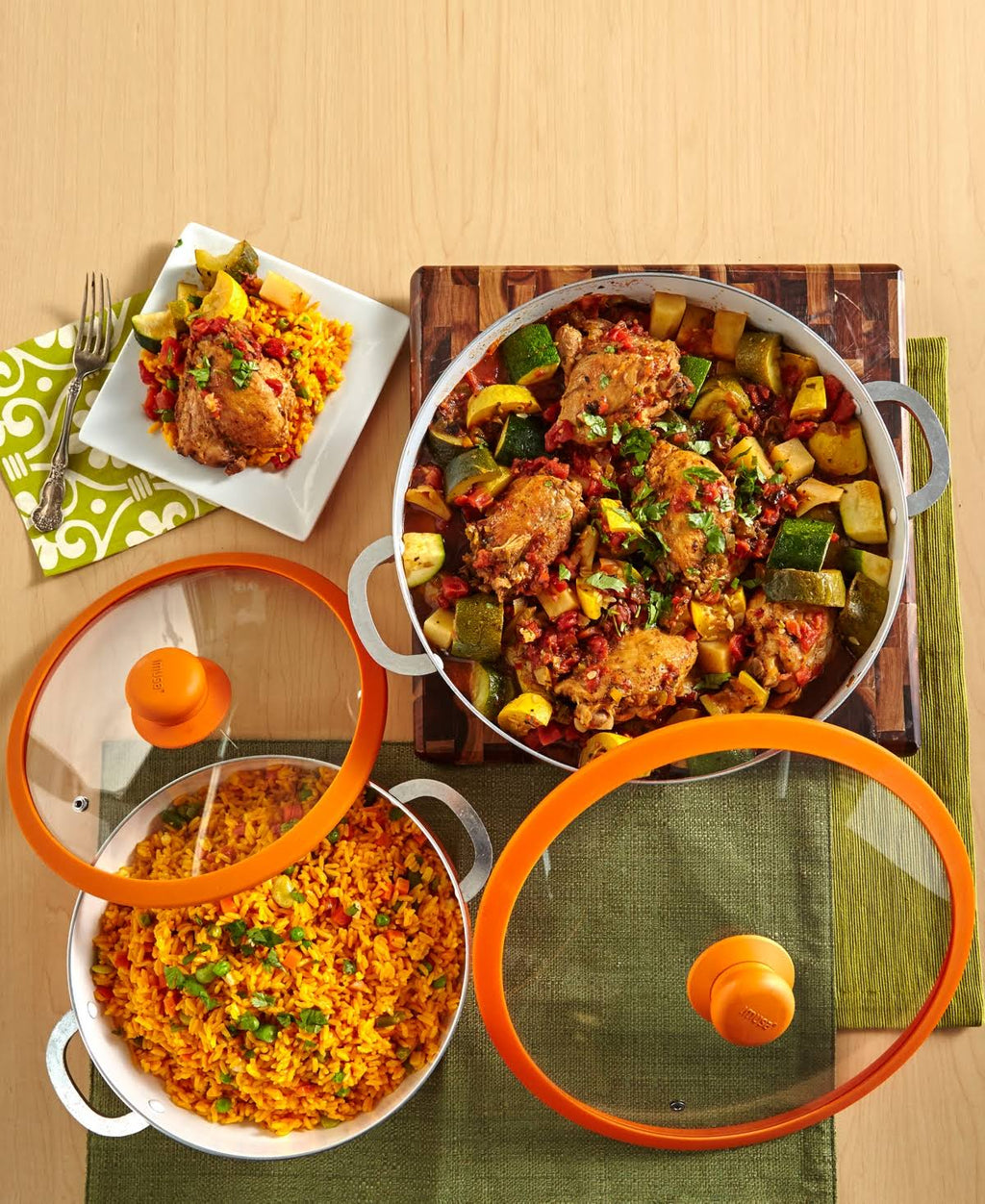 2-Piece Ceramic Nonstick Caldero Set Orange M9454
