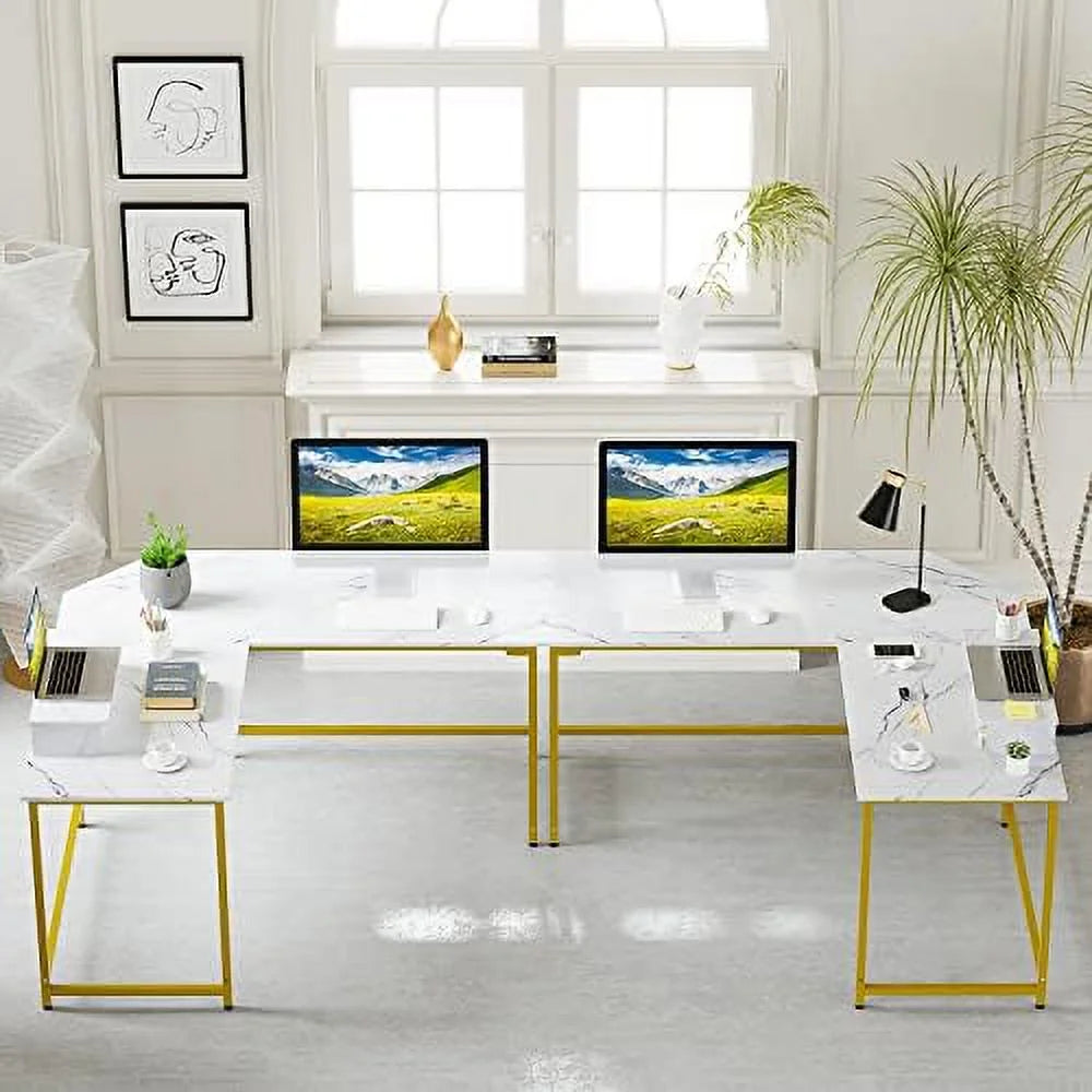 59" L Shaped Corner Computer Desk with Monitor Stand S349405
