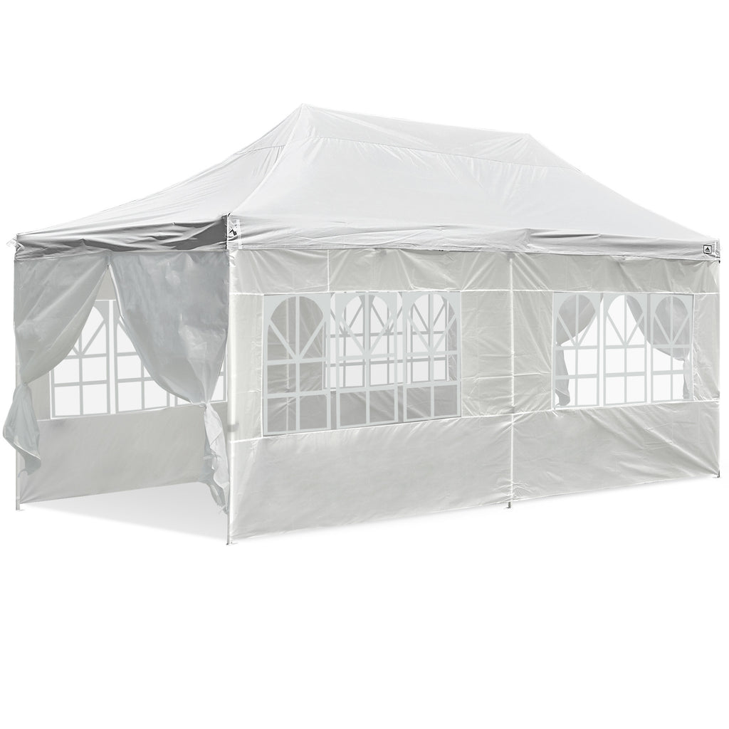 White 10x20ft Pop Up Gazebo with 4 Sidewalls K500