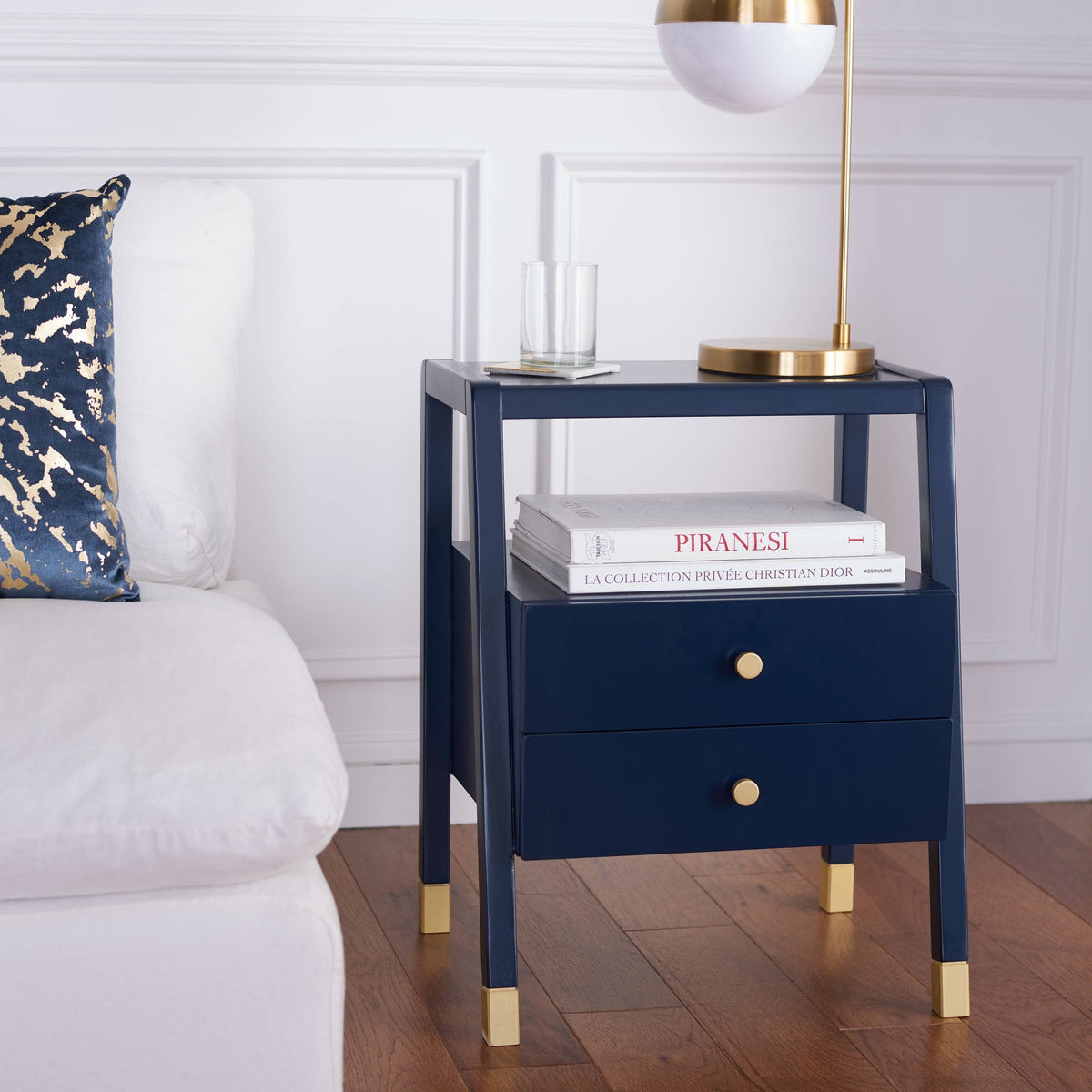 Navy Gold 2 Drawer Accent Table X977445