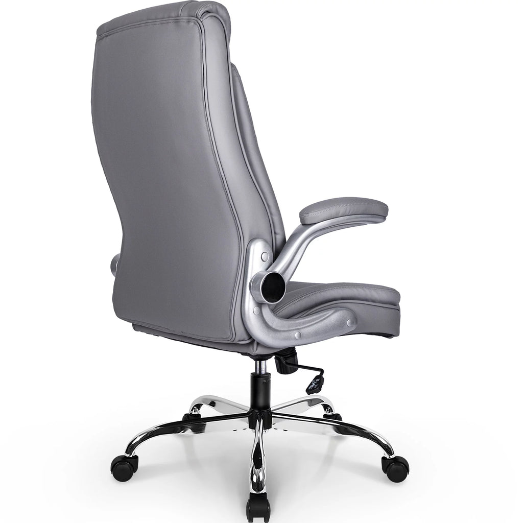 Gray Ergonomic High Back Leather Office Chair T653