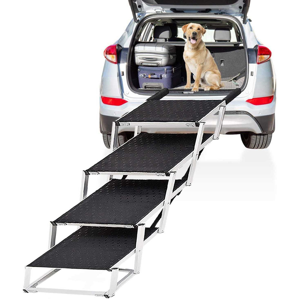 Extra Wide Foldable Dog Car Stairs with Nonslip Surface I415