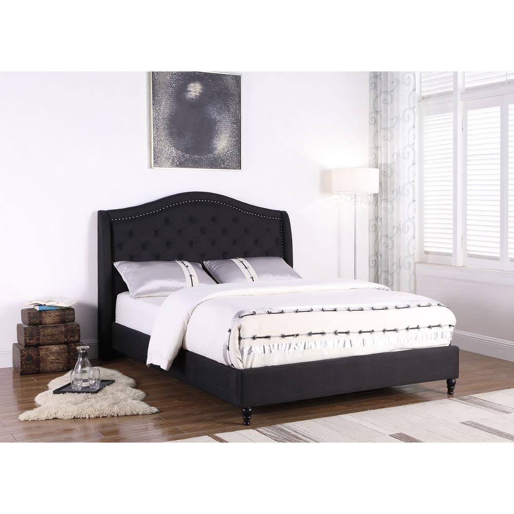 Black King Upholstered Platform Bed Q31829