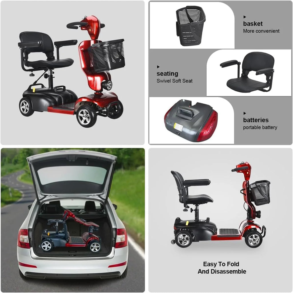 4 Wheel Foldable Mobility Scooter with Charger and Basket S47198