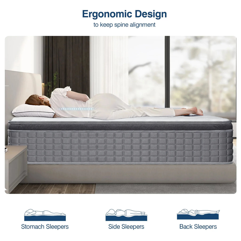 14 inch Gel Memory Foam Pocket Spring Hybrid Mattress B80118
