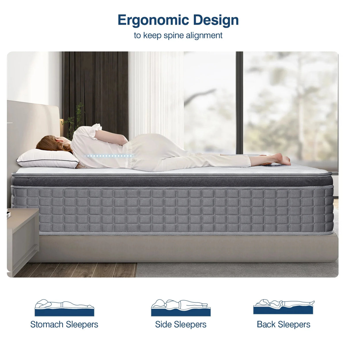 14 inch Gel Memory Foam Pocket Spring Hybrid Mattress B80118
