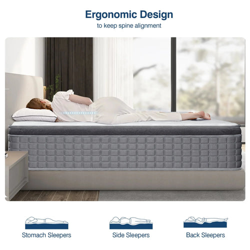 14 inch Gel Memory Foam Pocket Spring Hybrid Mattress B80118