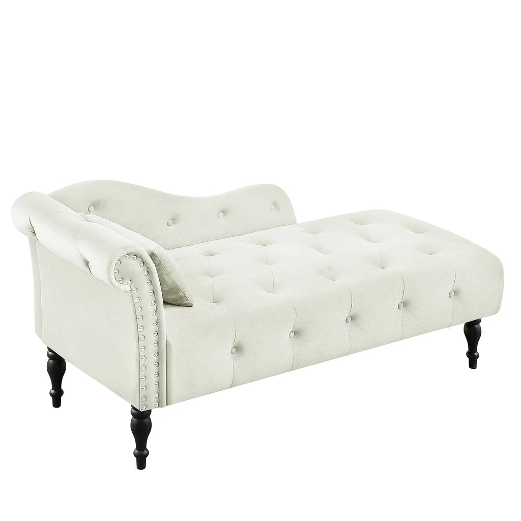 Velvet Tufted Chaise Lounge with Pillow B551