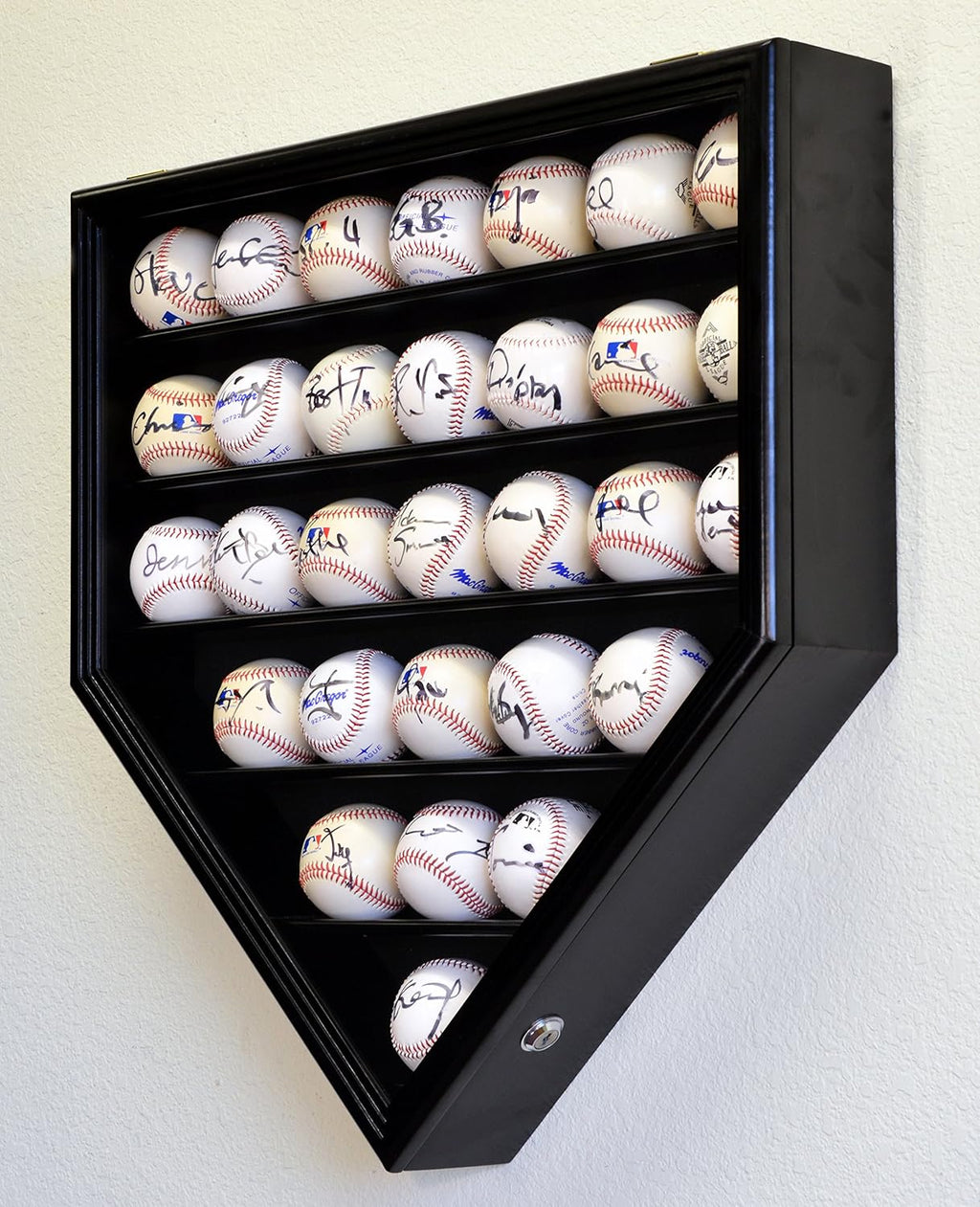Black Baseball Ball Display Case Cabinet Holder Rack C3935