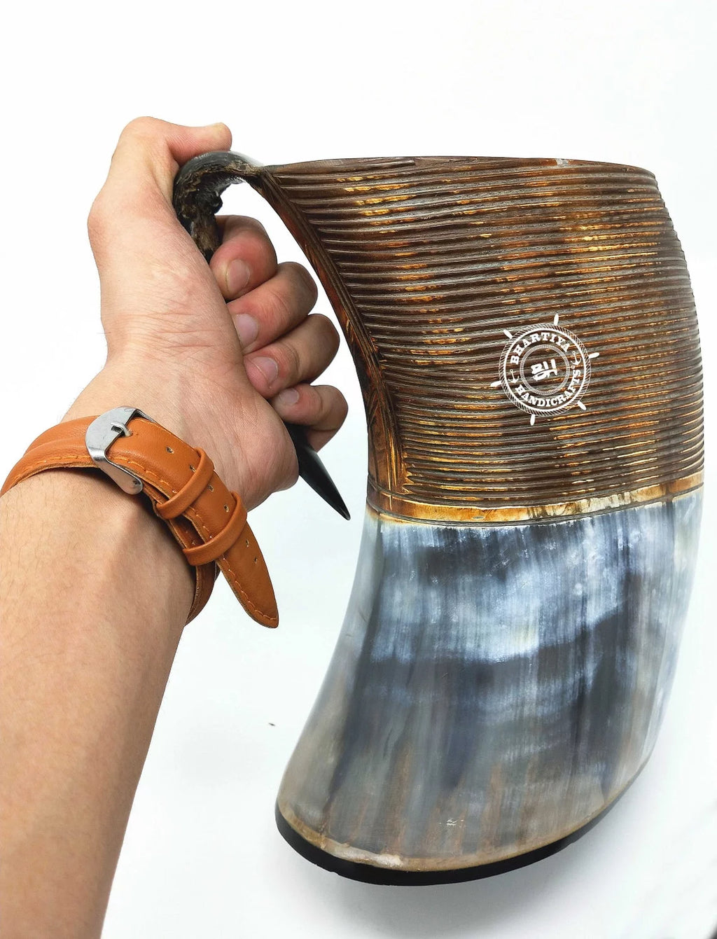 Glass Viking Drinking Horn Mug Tankard XL 40 oz J261067