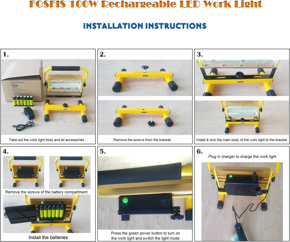 100W Waterproof Portable LED Work Light with Stand Y672572