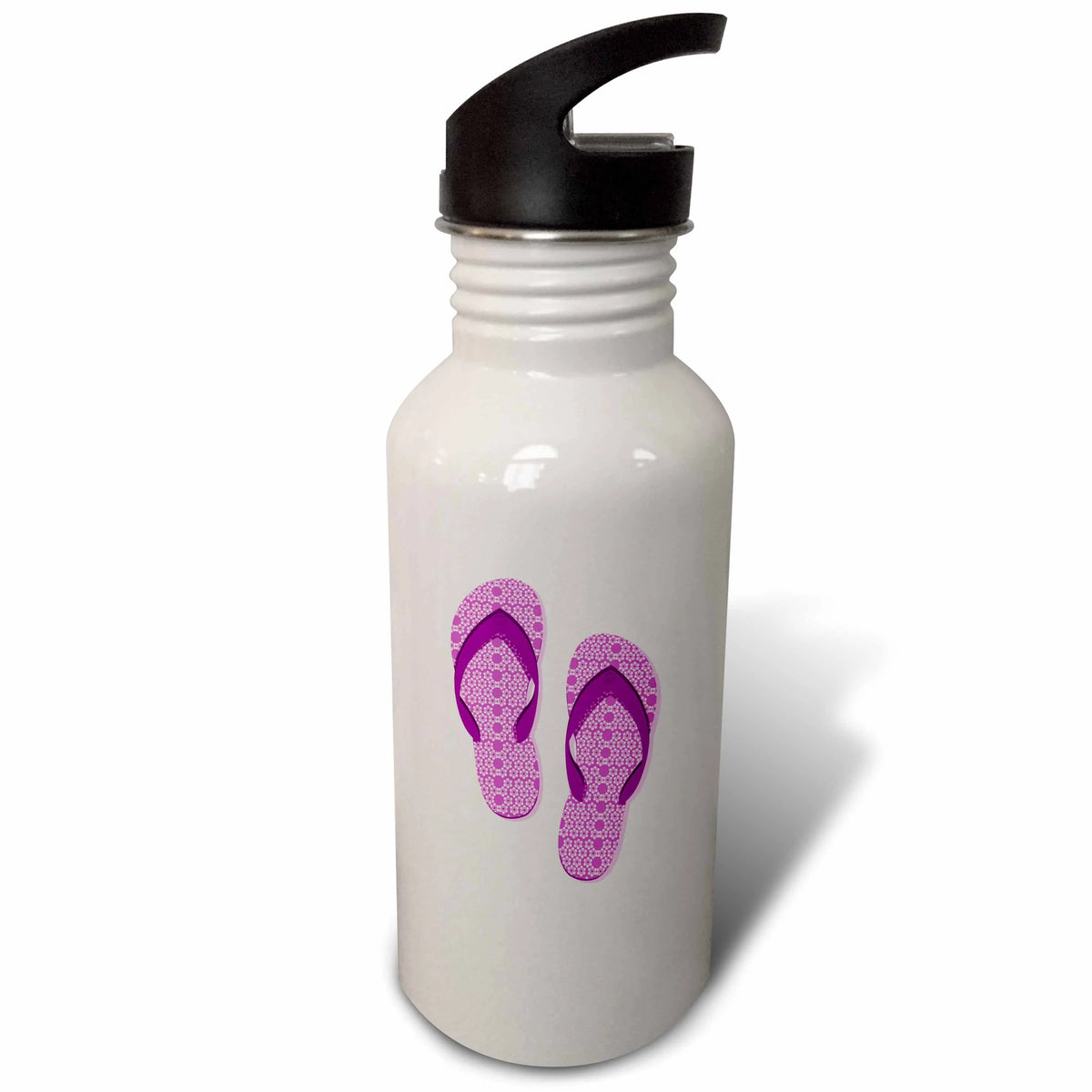 Purple Flowered Flip Flop Shoe 21 oz Sports Water Bottle O236