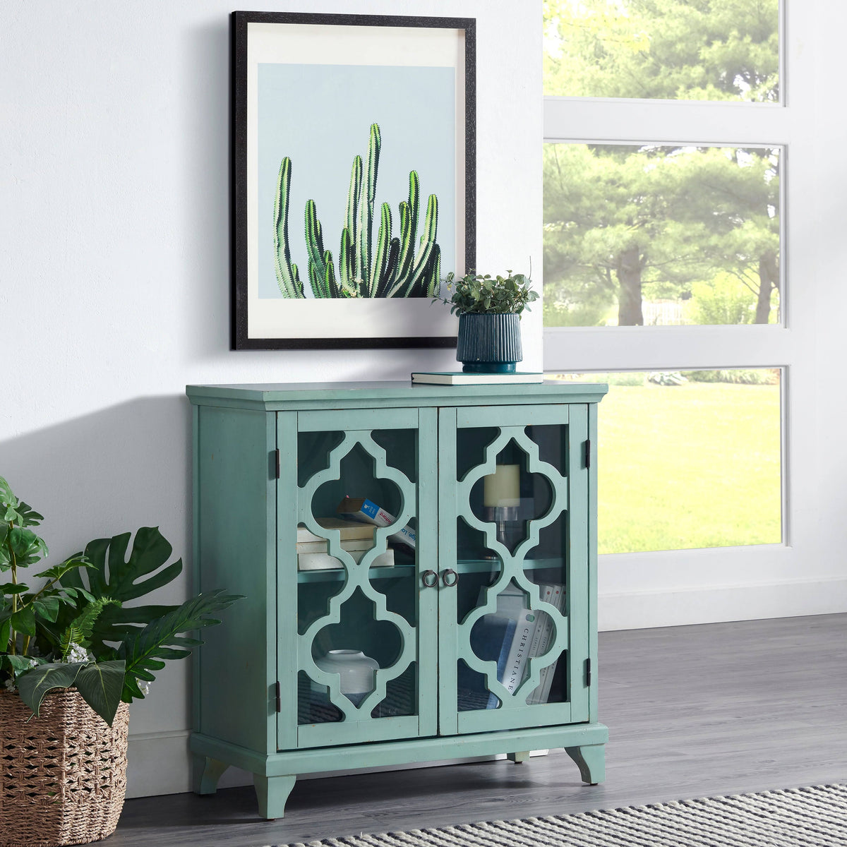 Blue Two Door Wood Chest E745