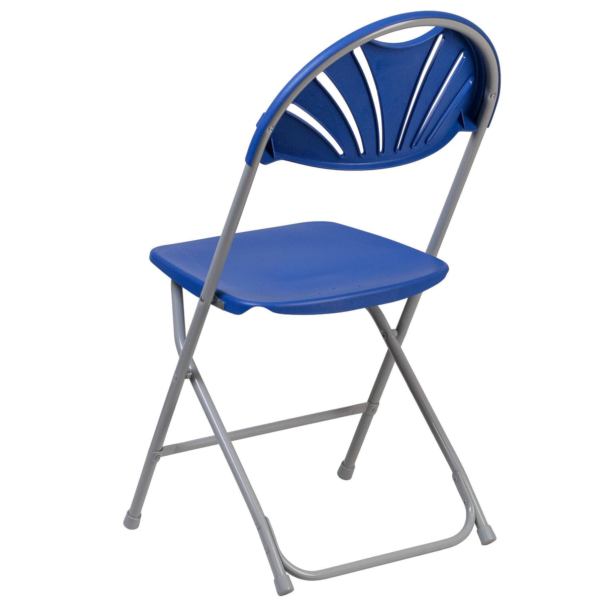 2 Pack Blue Plastic Fan Back Folding Chair I446