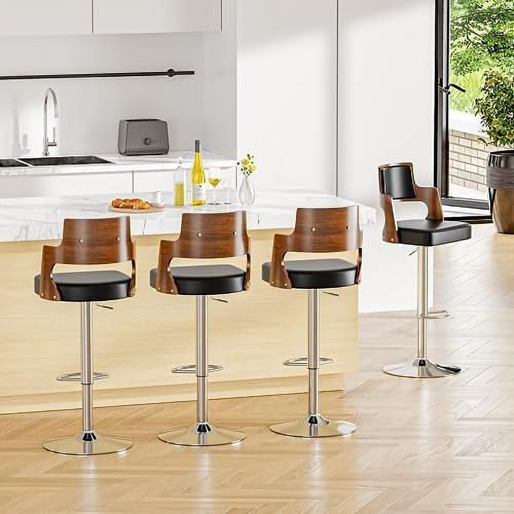 Brown PU Leather Adjustable Swivel Counter Height Stool Set of 2 Y81820