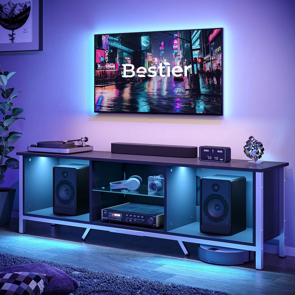 Black TV Stand with LED Lights V586637