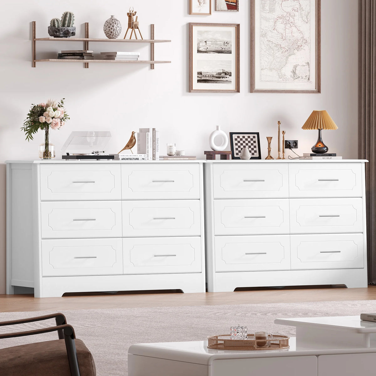 White 6 Drawer Double Dresser I283638